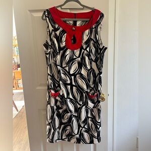 Kim Rogers Black and White Dress with Red‎ Details